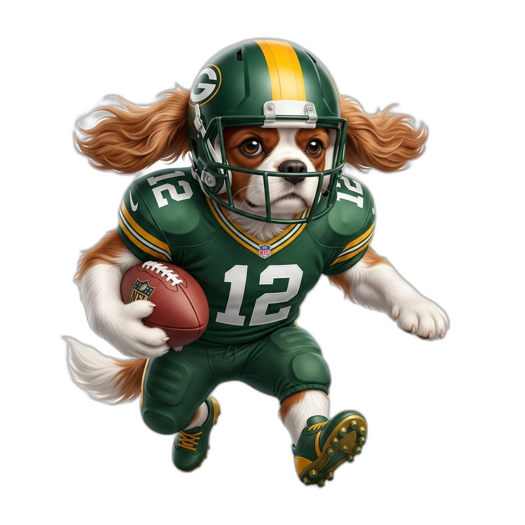 Spaniel Football Green Peeking